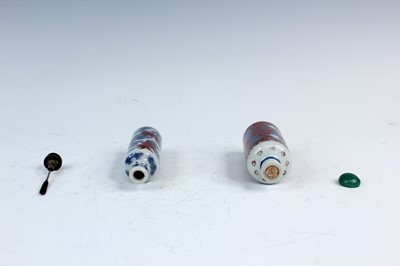 Lot 2006 - Two Chinese underglaze blue and red snuff...