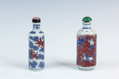 Lot 2006 - Two Chinese underglaze blue and red snuff...