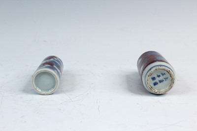 Lot 2006 - Two Chinese underglaze blue and red snuff...