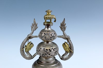 Lot 2070 - A Chinese white metal/bronze multilayered...