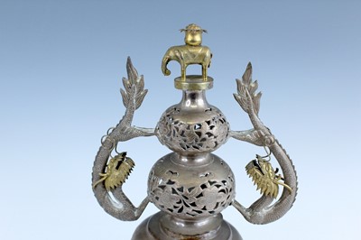 Lot 2070 - A Chinese white metal/bronze multilayered...