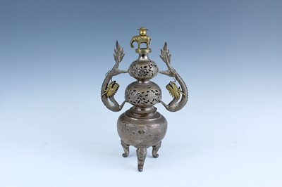 Lot 2070 - A Chinese white metal/bronze multilayered...