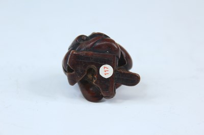 Lot 2233 - Six Japanese wood netsuke of seated figures,...
