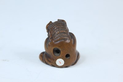 Lot 2233 - Six Japanese wood netsuke of seated figures,...