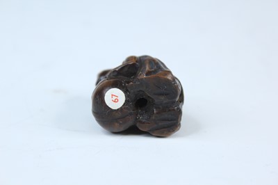 Lot 2233 - Six Japanese wood netsuke of seated figures,...