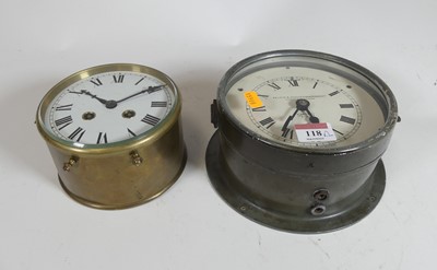 Lot 118 - A metal ship's clock by Kelvin & Hughes...