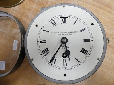 Lot 118 - A metal ship's clock by Kelvin & Hughes...