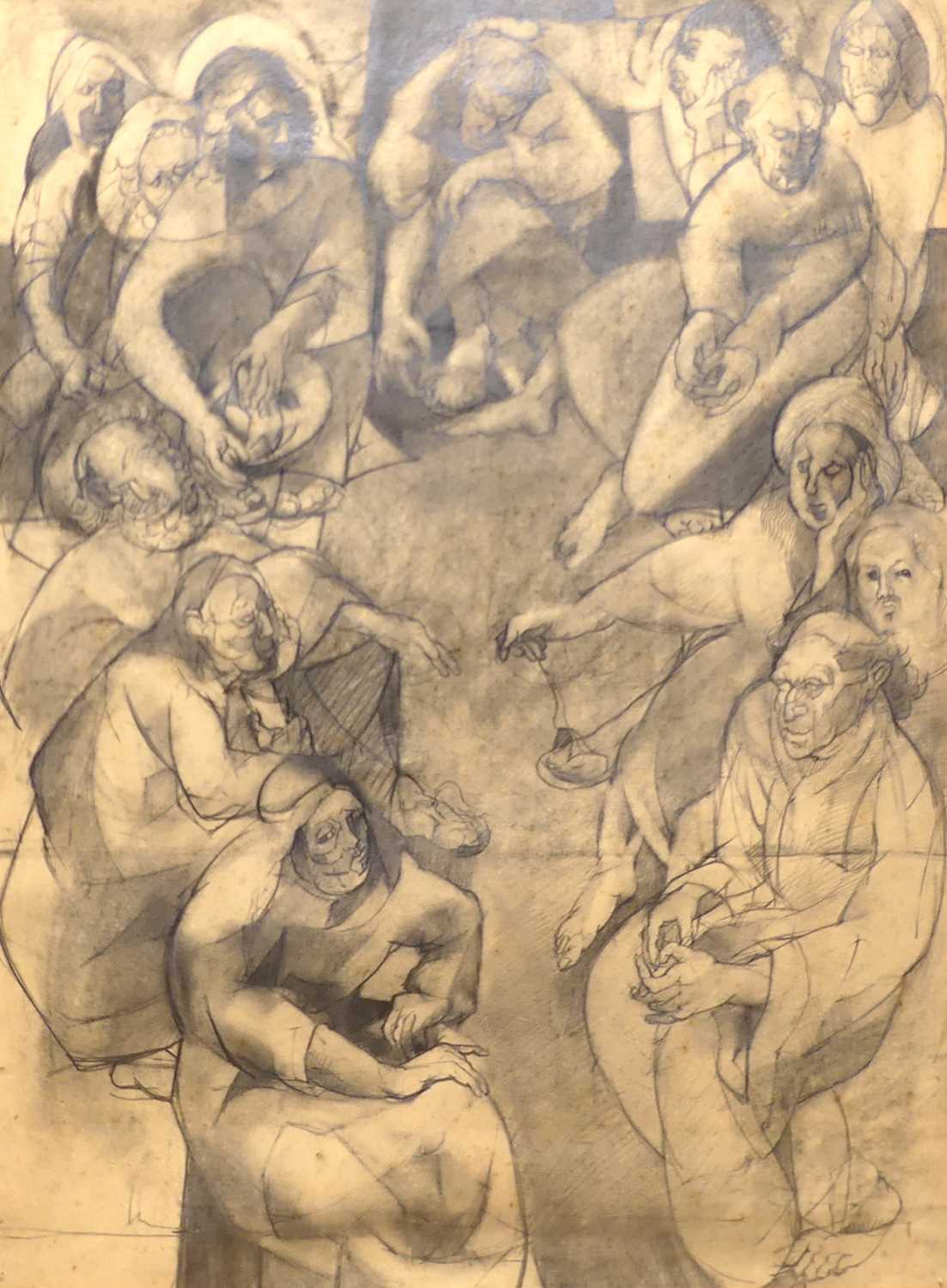 Lot 1017 - John Williams - Figure studies, pencil drawing,...