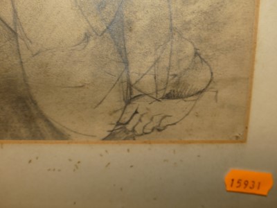 Lot 1017 - John Williams - Figure studies, pencil drawing,...