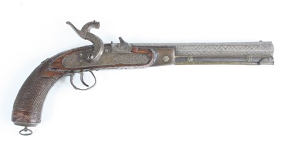 Lot 3354 - A 19th century percussion pistol, probably for...