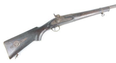 Lot 3342 - A 19th century percussion rifle, the 87cm...