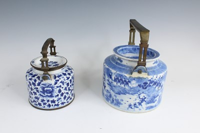 Lot 2026 - Two Chinese blue and white teapots with...