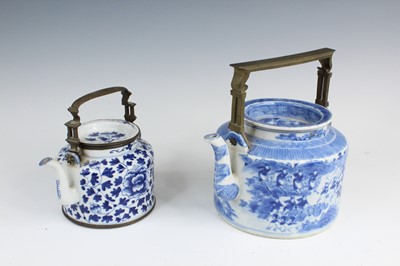 Lot 2026 - Two Chinese blue and white teapots with...