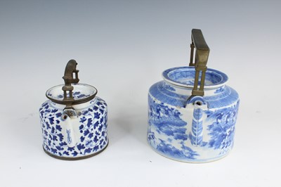 Lot 2026 - Two Chinese blue and white teapots with...