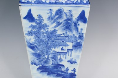 Lot 2028 - A Chinese blue and white ‘landscape’ square...