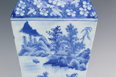 Lot 2028 - A Chinese blue and white ‘landscape’ square...