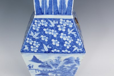 Lot 2028 - A Chinese blue and white ‘landscape’ square...