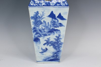 Lot 2028 - A Chinese blue and white ‘landscape’ square...