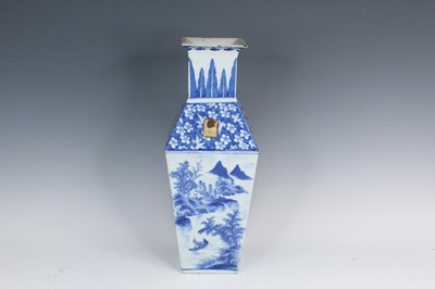 Lot 2028 - A Chinese blue and white ‘landscape’ square...