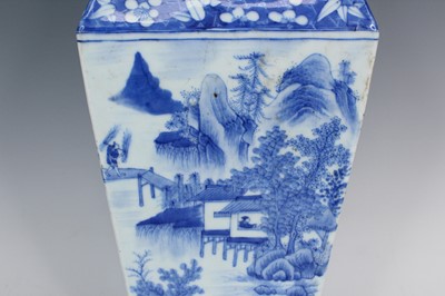 Lot 2028 - A Chinese blue and white ‘landscape’ square...
