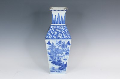 Lot 2028 - A Chinese blue and white ‘landscape’ square...
