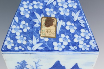 Lot 2028 - A Chinese blue and white ‘landscape’ square...