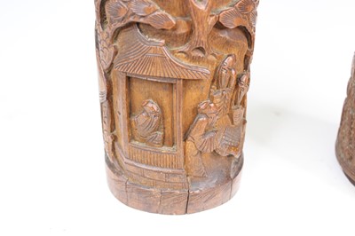 Lot 2090 - Two Chinese bamboo carved vessels, late 19th...