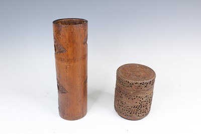 Lot 2090 - Two Chinese bamboo carved vessels, late 19th...