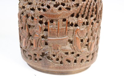 Lot 2090 - Two Chinese bamboo carved vessels, late 19th...