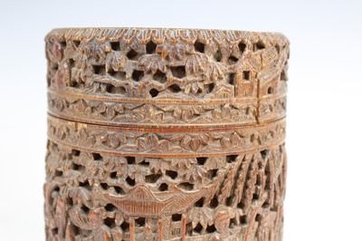 Lot 2090 - Two Chinese bamboo carved vessels, late 19th...