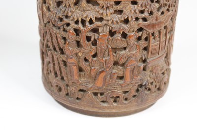 Lot 2090 - Two Chinese bamboo carved vessels, late 19th...