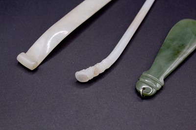 Lot 2047 - A group of six Chinese jade ornaments, Qing...