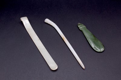 Lot 2047 - A group of six Chinese jade ornaments, Qing...