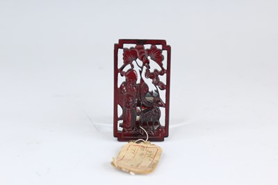 Lot 2051 - A Chinese carved amber ‘immortal and deer’...