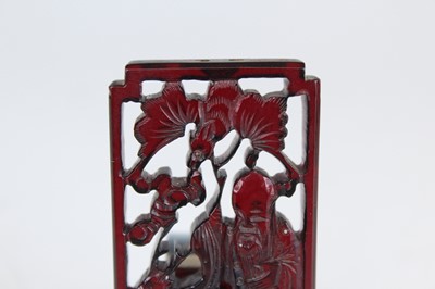 Lot 2051 - A Chinese carved amber ‘immortal and deer’...