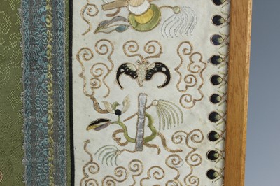 Lot 2084 - A Chinese framed embroidery panel, late 19th...