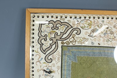 Lot 2084 - A Chinese framed embroidery panel, late 19th...