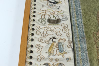 Lot 2084 - A Chinese framed embroidery panel, late 19th...