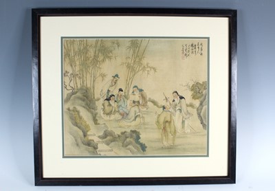 Lot 2200 - A Chinese framed ‘figural’ painting on silk by...