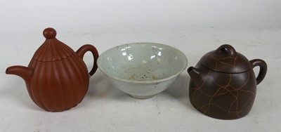Lot 2055 - Two Chinese Yixing teapots, 20th century,...