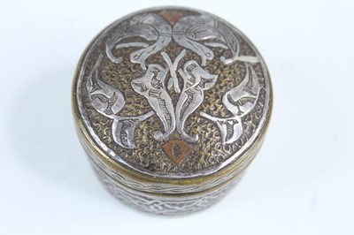 Lot 2215 - A small Persian brass-inlaid box, 19th or...
