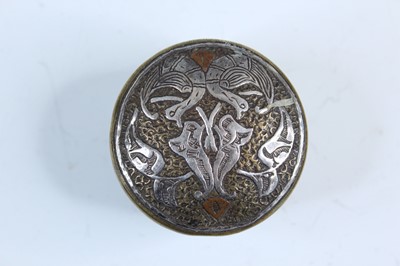 Lot 2215 - A small Persian brass-inlaid box, 19th or...