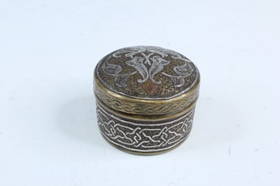 Lot 2215 - A small Persian brass-inlaid box, 19th or...