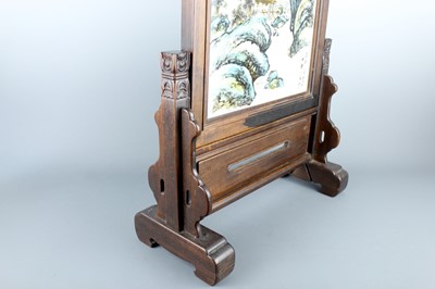 Lot 2096 - A Chinese hardwood table screen with an...