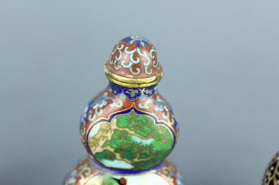 Lot 2008 - A set of three Chinese cloisonné enamel ‘birds...