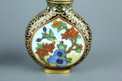 Lot 2008 - A set of three Chinese cloisonné enamel ‘birds...
