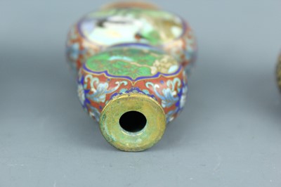 Lot 2008 - A set of three Chinese cloisonné enamel ‘birds...