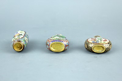 Lot 2008 - A set of three Chinese cloisonné enamel ‘birds...