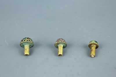 Lot 2008 - A set of three Chinese cloisonné enamel ‘birds...