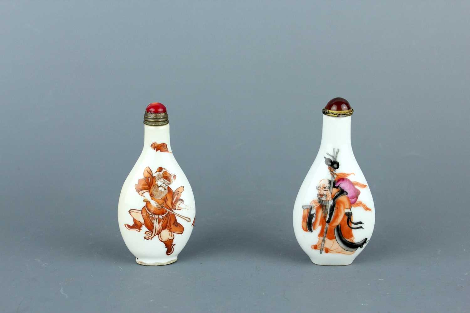 Lot 2015 - Two Chinese ‘figural’ porcelain snuff bottles,...